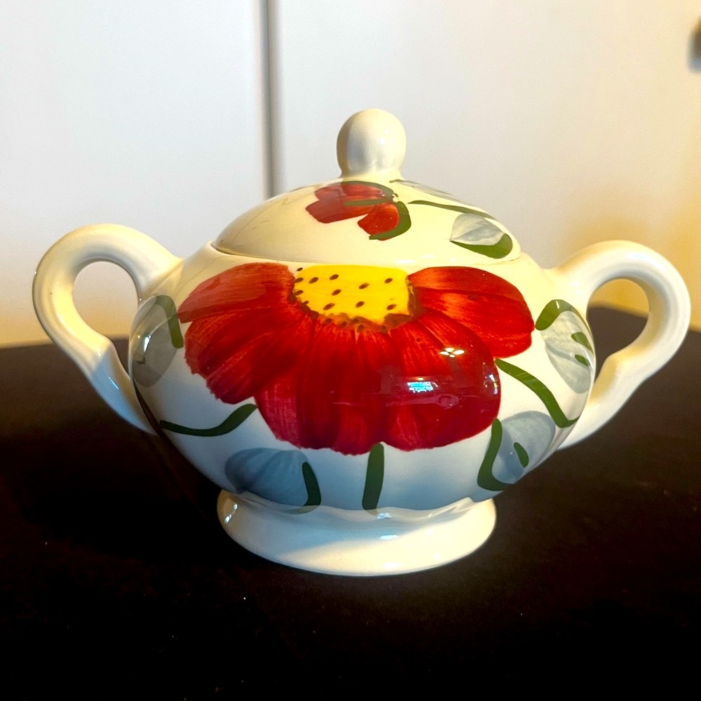 Vintage Blue Ridge Southern Potteries Becky Pattern Lidded Sugar Bowl